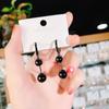 Cercei cu picătură cu perle negre de modă din Coreea pentru femei Cercei suspendați cu cristale, bijuterii de petrecere goth punk Pendientes mujer