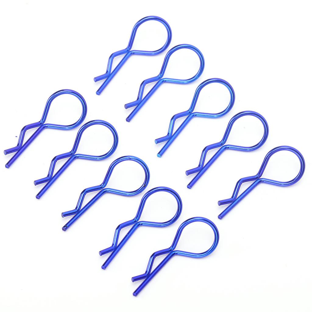 10Pcs 13MM RC Car Shell Clip RShape Metal Body Clips Pins for 1 5 1 6 1 8 1 10 RC Car(Blue )