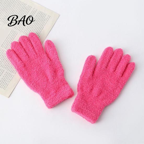 Windproof Winter Hand Warmers Warm Coral Fleece Gloves for Women, Soft Five Finger Solid Color Accessories Gloves, Thermal Mittens Autumn Anti Cold