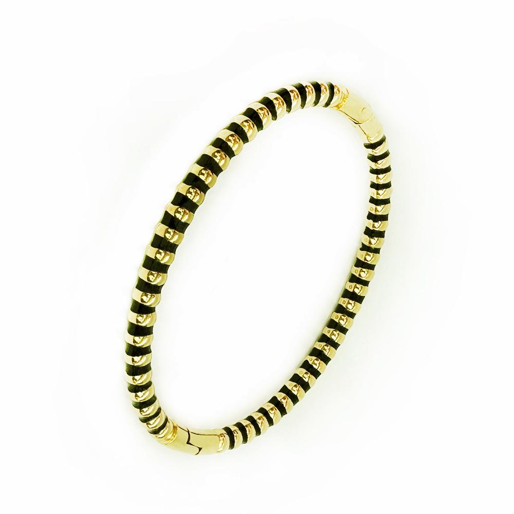 Gold Bamboo Pattern Women's Bracelet with Colored Epoxy Resin