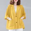 ZANZEA Women Summer Turn Down Collar Loose 3/4 Sleeve Cardigan Blouse