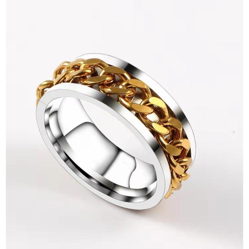 Titanium steel chain, rotating ring niche, stainless steel rotating chain, bottle opener trend bottle opening ring, male