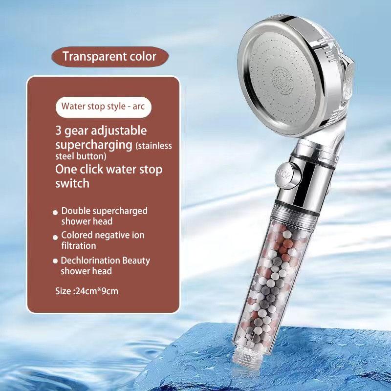 Showerhead 3-speed Adjustment Portable Shower Filter Negative Ion Stone Shower for Bathroom Items Bath Accessories Showers Parts