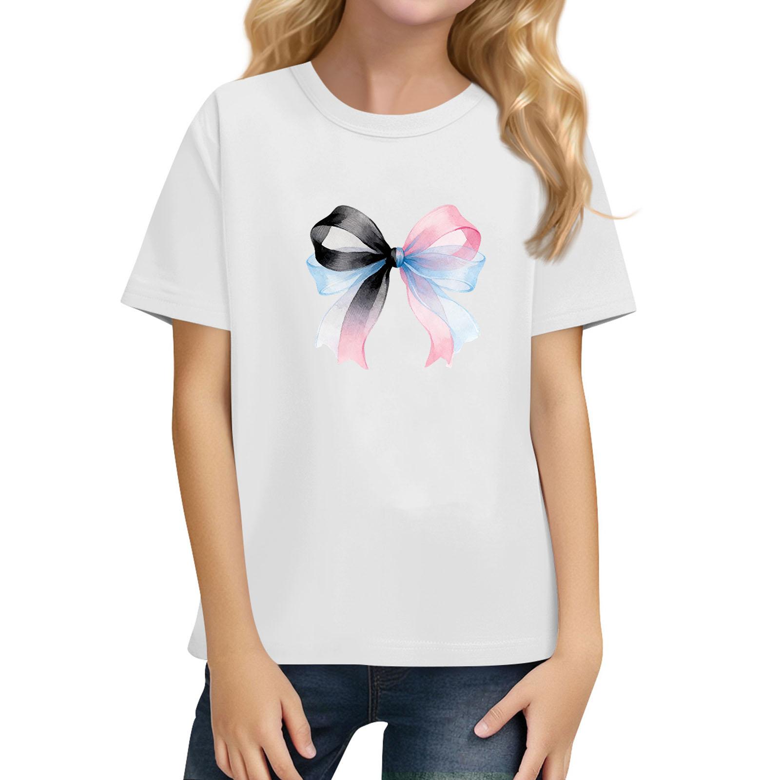 

Children s Daily Casual Short-sleeved Color Tops T-shirt 160 білий