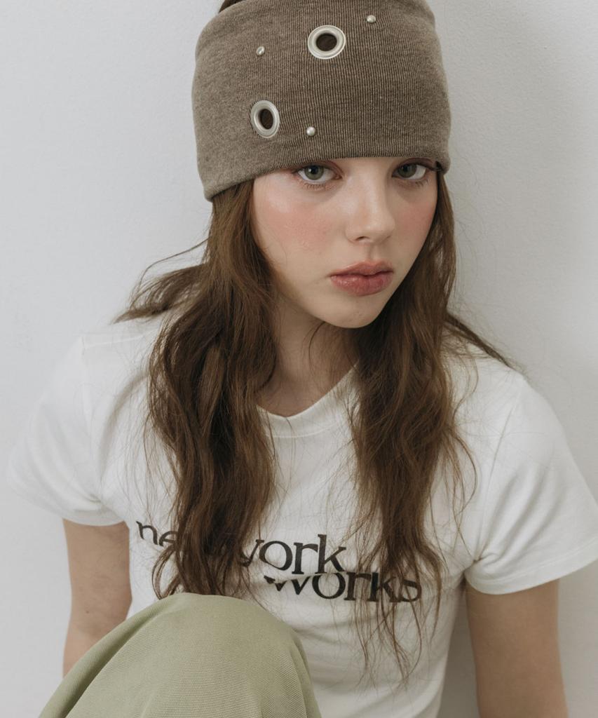 Newyorkworks Metal Eyelet Wide Hair Bandana_Brown