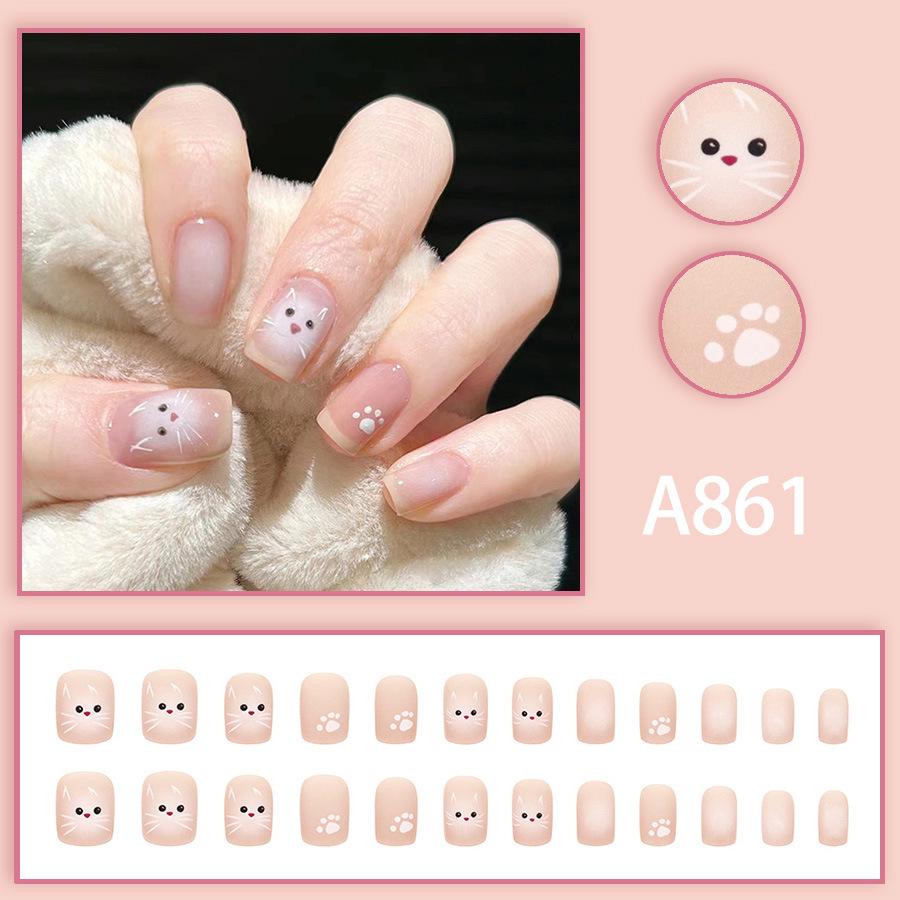 

Ice Translucent Ombre Blush Cat Paw Press-On Nails, Short Square Shape, 24 Pieces
