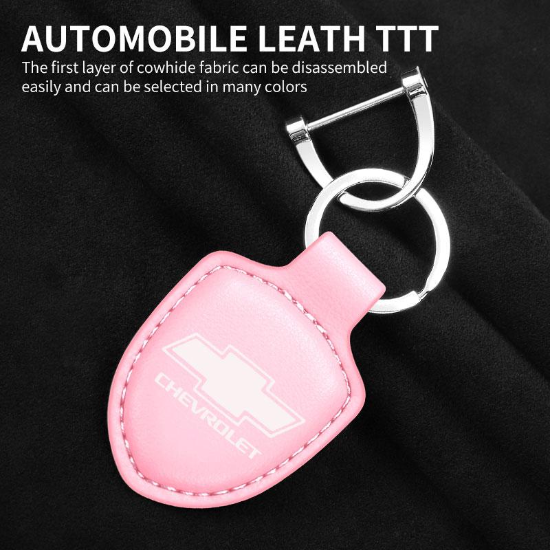 AABHN1 Car Shield Leather Keychain Key Ring Pendant Holder Gift for Chevrolet Accessories
