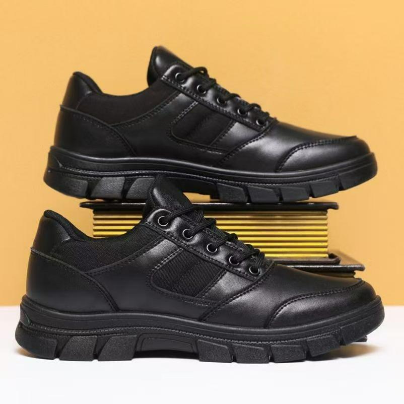 Sports Men's Shoes Spring Outdoor Training Shoes Casual Shoes Non-slip Soft Sole Breathable Black Men's Shoes Leather Casual Shoes