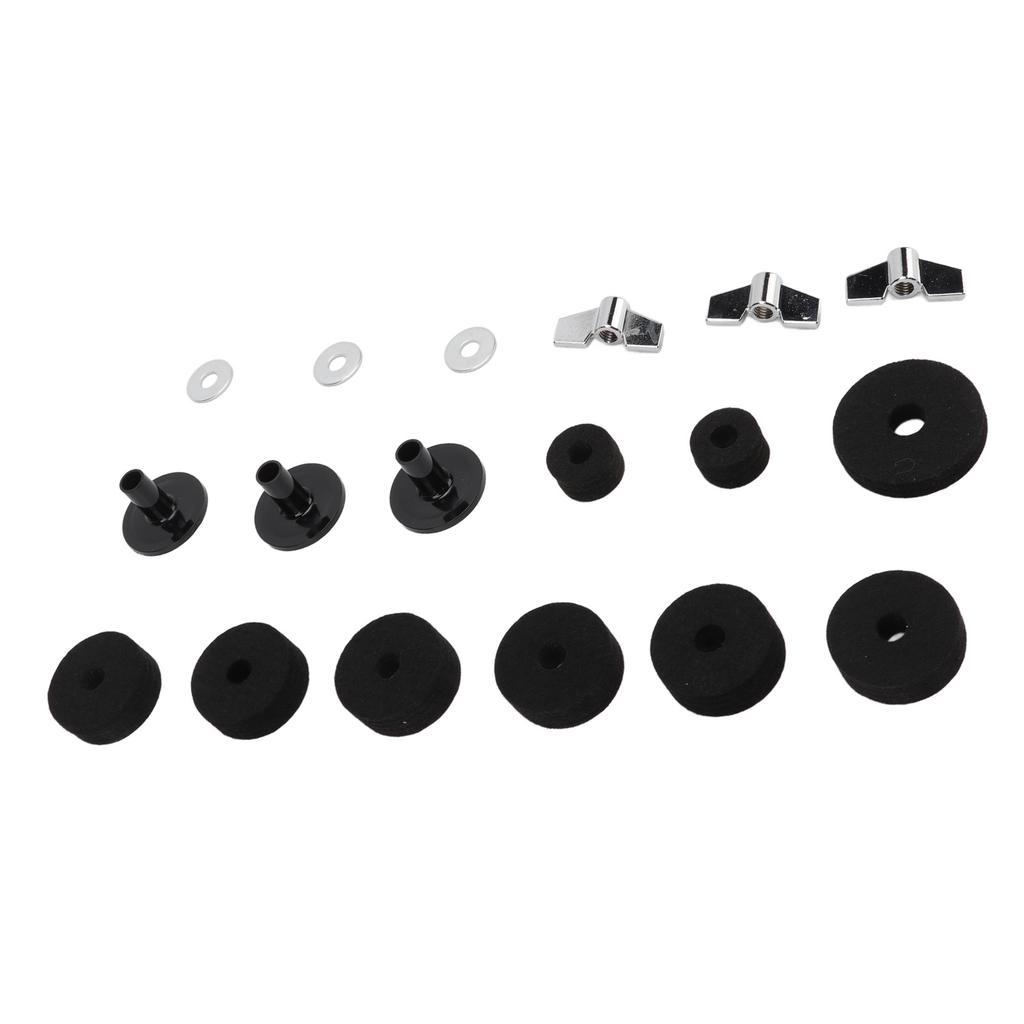 Drum Kit Non Slip Felt Pad Set Wing Nuts Stand Sleeves Cymbal Washers Replacement AccessoriesBlack