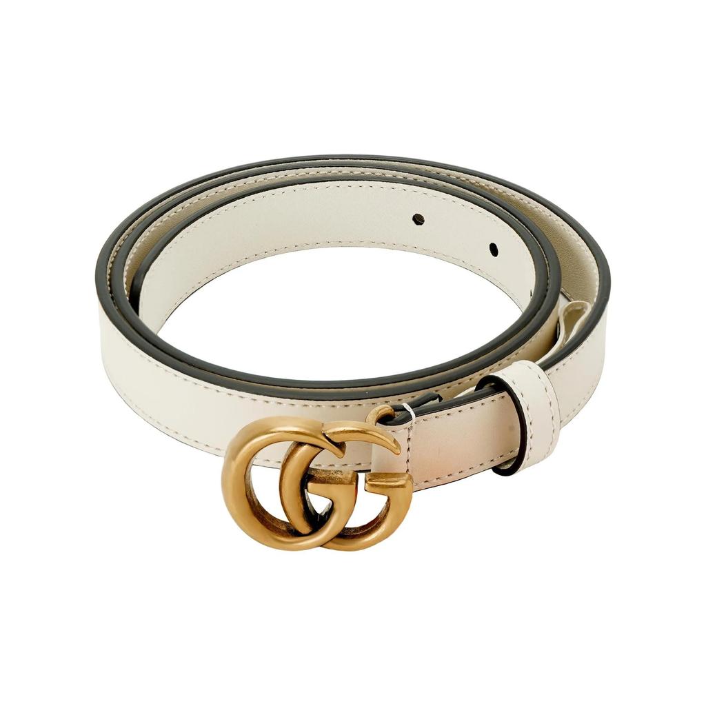 GUCCI GG Marmont double G logo shaped buckle metal leather belt female 2cm wide