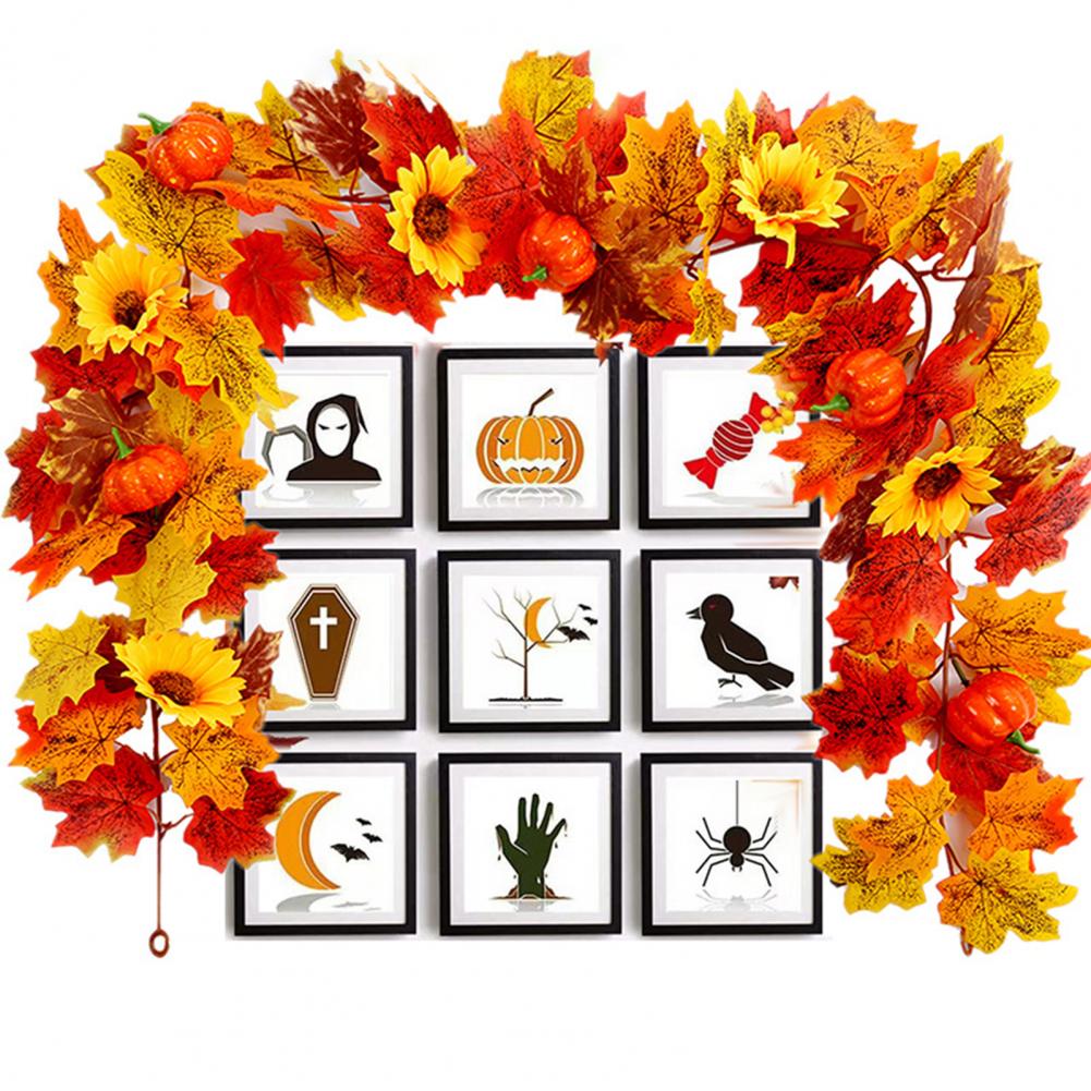 175CM Artificial Maple Leaf Flower Garland Home Garden Indoor Wall Hanging Faux Ivy Halloween Fall Harvest Festival Decoration