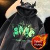 Unisex Graffiti Hooded Sweatshirt with Puff Print - Niche Cute Style, Thin Plus Velvet, Perfect for Autumn and Winter Couples.