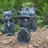 Halloween Magic Kitten Resin Ornaments: Animal Sculptures for Tabletop Decorations