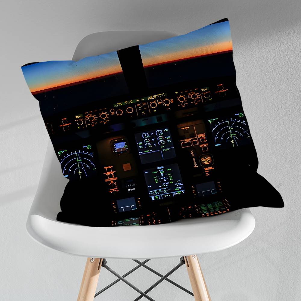 Aviation Cockpit Dashboard Throw Pillow Case Living Room Sofa Cushion Cover For Home Bedroom Decoration Protector