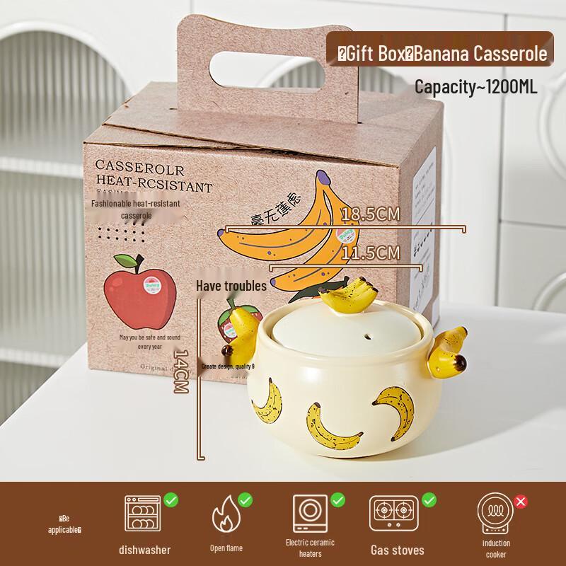 Handmade Banana Ceramic Casserole Pot