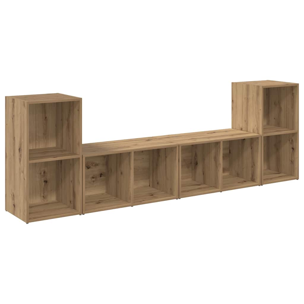 4 Piece TV Cabinet Set Artisan Oak Finish 37 X 37 X 72 Cm Engineered Wood