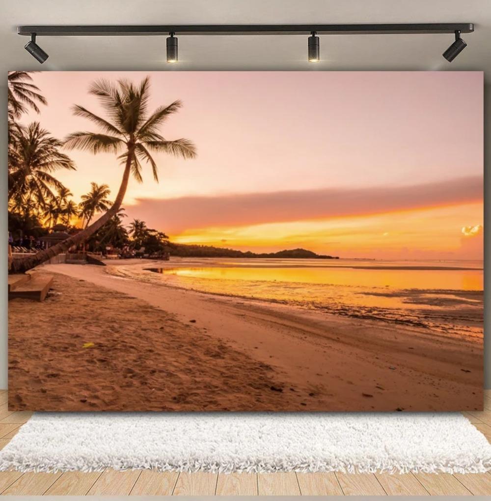 Tropischer Strand Ozean Fotografie Hintergrund Sommer Meeresufer Palme Naturlandschaft Baby Geburtstag Feier Party Foto Hintergrund
