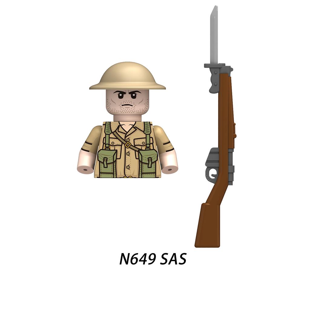 Brytyjski Żołnierz z Karabinem Maszynowym Żołnierz Wojskowy Mini Figurki Modele Zabawki dla Dzieci Klocki Budowlane Prezent Chłopcy Dziewczynki