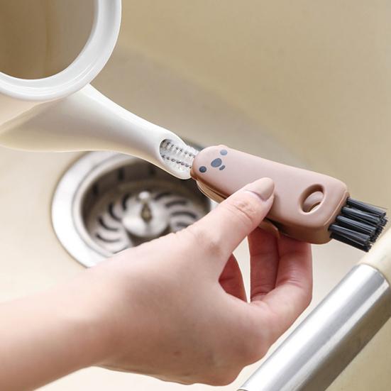 Cleaning Brush with Pointed Crevice Brush Soft Bristles Deep Reach Handle Cup Lid Straw Gap Cleaner Kitchen Tool