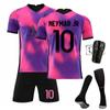 PSG Third Jersey 2021-2022 Purple 30 7 10 Neymar Football Shirt Set with Socks Fan Edition
