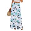 Women's Casual Wide Leg Pants Stretch Belt Pocket Floral Print Adjustable Tie Pants