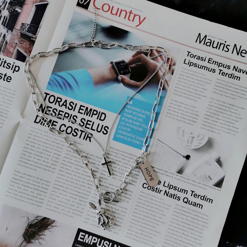 Multi-layer Hip-Hop Fashion Necklace with HOPE & Movable Rabbit Pendant for Men and Women - Trendy, Versatile Design