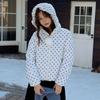 Cotton clothes women's short sweet fashion casual loose hooded bread clothes printed polka dot jacket tide