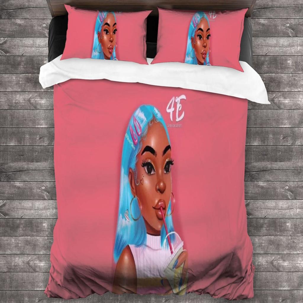 African Girl, Digital Printing, Animation Home Textile Four-Piece Quilt Cover, Bedding Three-Piece Set
