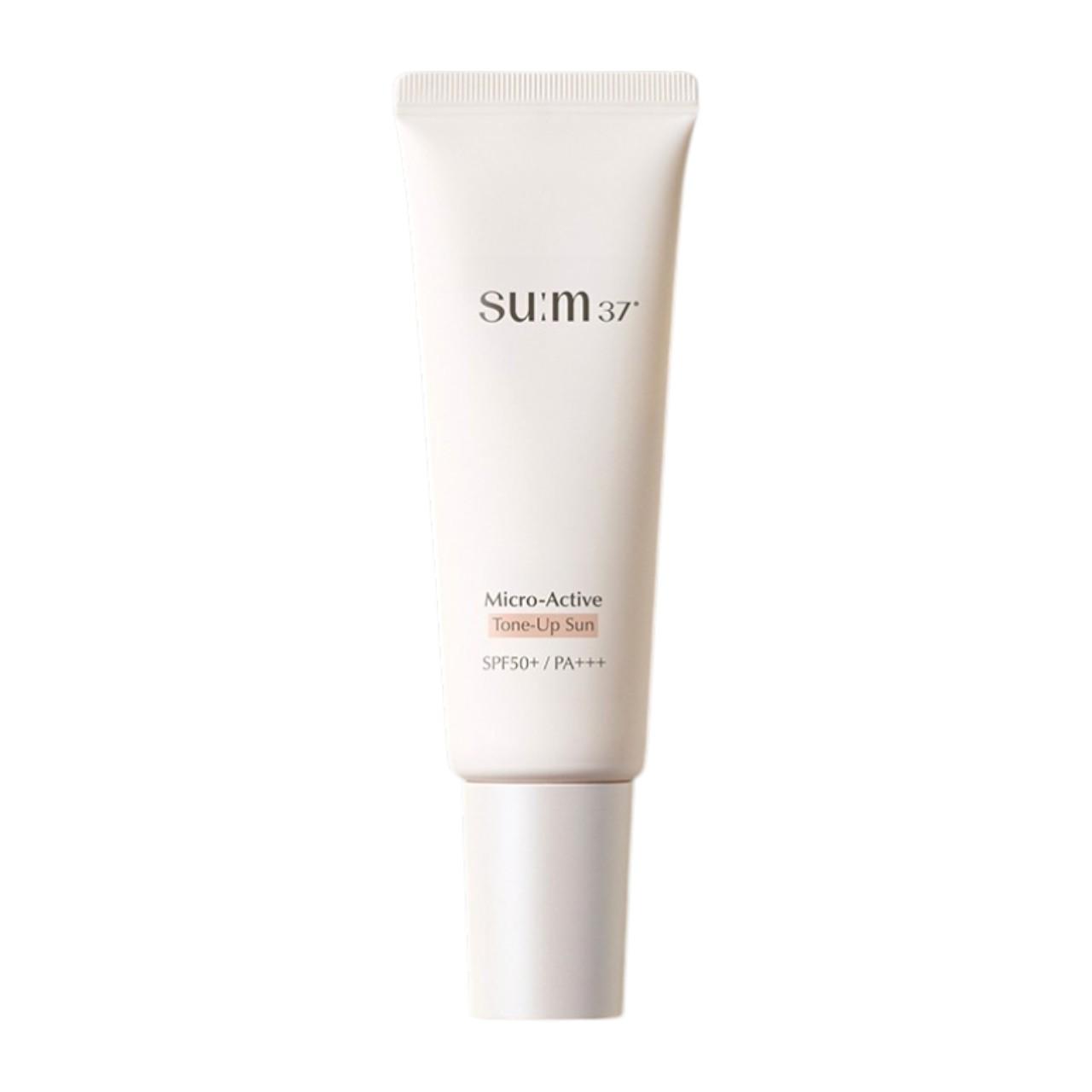 SU:M37 Micro-Active Tone-Up Sun Cream SPF50+ PA+++ 50ml - Peach-Pink Radiant Base & 100% Physical Mineral Sunscreen