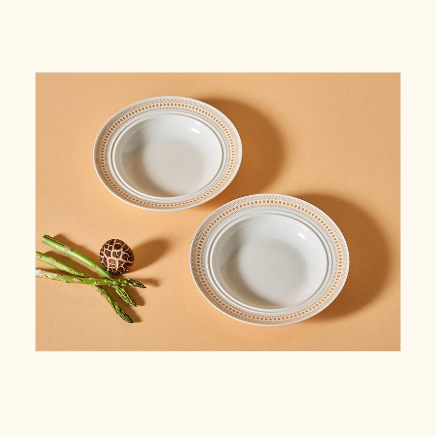 CORELLE Rosemont Ceramic Pasta Bowl 2p Tableware Ivory-Orange
