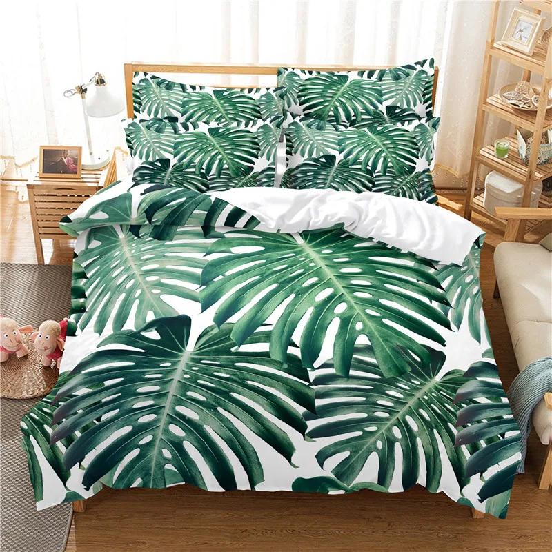 Green Duvet Cover Set Rainforest Dekbedovertrek 240x220 BedSets High Quality Super Soft Comfortable Cotton Bedding Set King Size