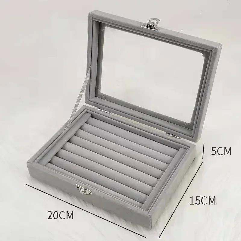 Ring Flannel Jewelry Storage Box High Capacity With Cover Dust-Proof Jewelry Display Organizer Box Wedding Gifts For Wife Women