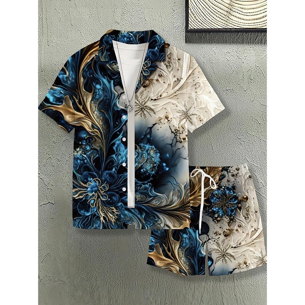 New Summer Casual Men's Shirt And Beach Shorts Set 3D Printed Short-sleeved Outdoor Streetwear Shorts Camisas De Hombre