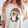 Retro Penguin T-Shirt, Santa Hat Penguin, Wildlife Graphic Tee, Cute Gift For Penguin Lover, Festive Xmas Animal, Holiday Penguin Shirt