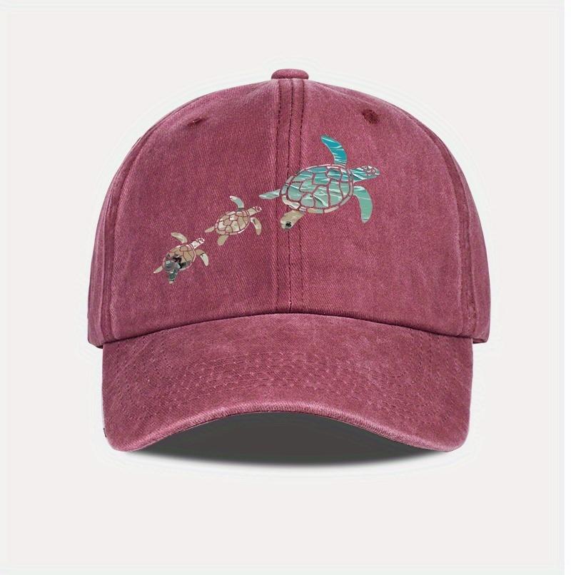 

2025 New Colorful Turtle Print Classic Fashion Washed Baseball Cap Suitable for Sports and Leisure Travel Beach Wear Sun One Size