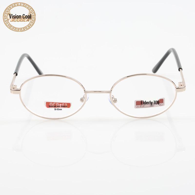 Elderly Women's Metal Full-Rim Oval Frame Retro Reading Glasses 100 Strength - Style 826