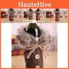 New European And American Style Christmas Decorations Red Wine Bottle Cover With Bowknot And Wool Collar
