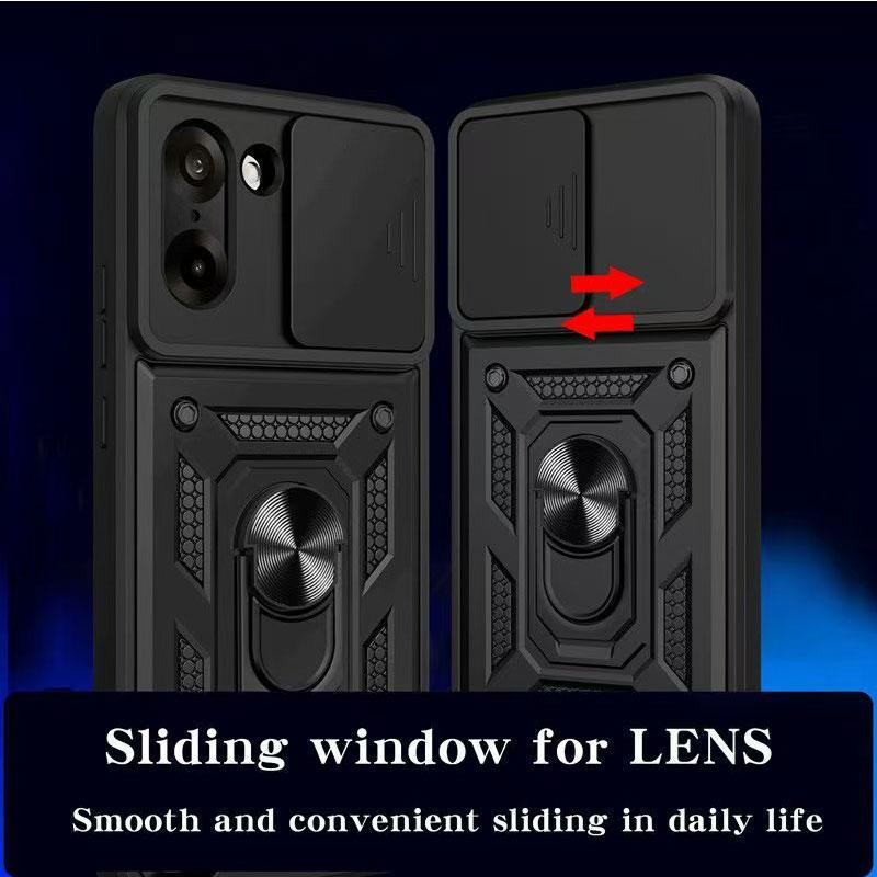 Wytrzymałe etui Armor z przesuwaną osłoną aparatu i pierścieniem magnetycznym obracanym o 360 stopni na PC+TPU dla Oneplus 15 15R, odporne na wstrząsy klasy wojskowej