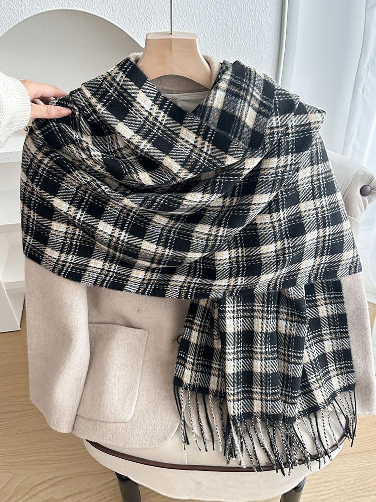 Autumn Winter Women Knitted Scarf Lady Men Sweet Preppy Casual Plaid Tassel Scarve Wrap Shawl Femme Male Unisex Fashion New
