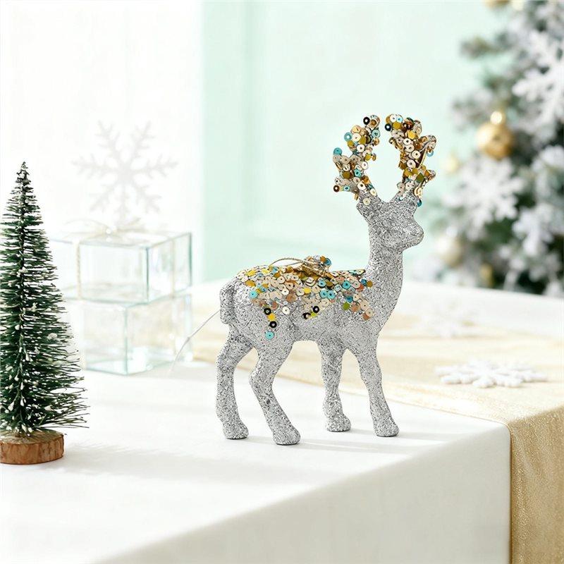 ABKY-Renfigurer Glitter Flockad Juldekoration Skrivbordshelgskulptur För Samlare Fotografi Hem Vardagsrum Säng