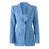 2025 Autumn/Winter Women's High-End Slimming Rhinestone Suit Jacket with Waist-Cinched Design