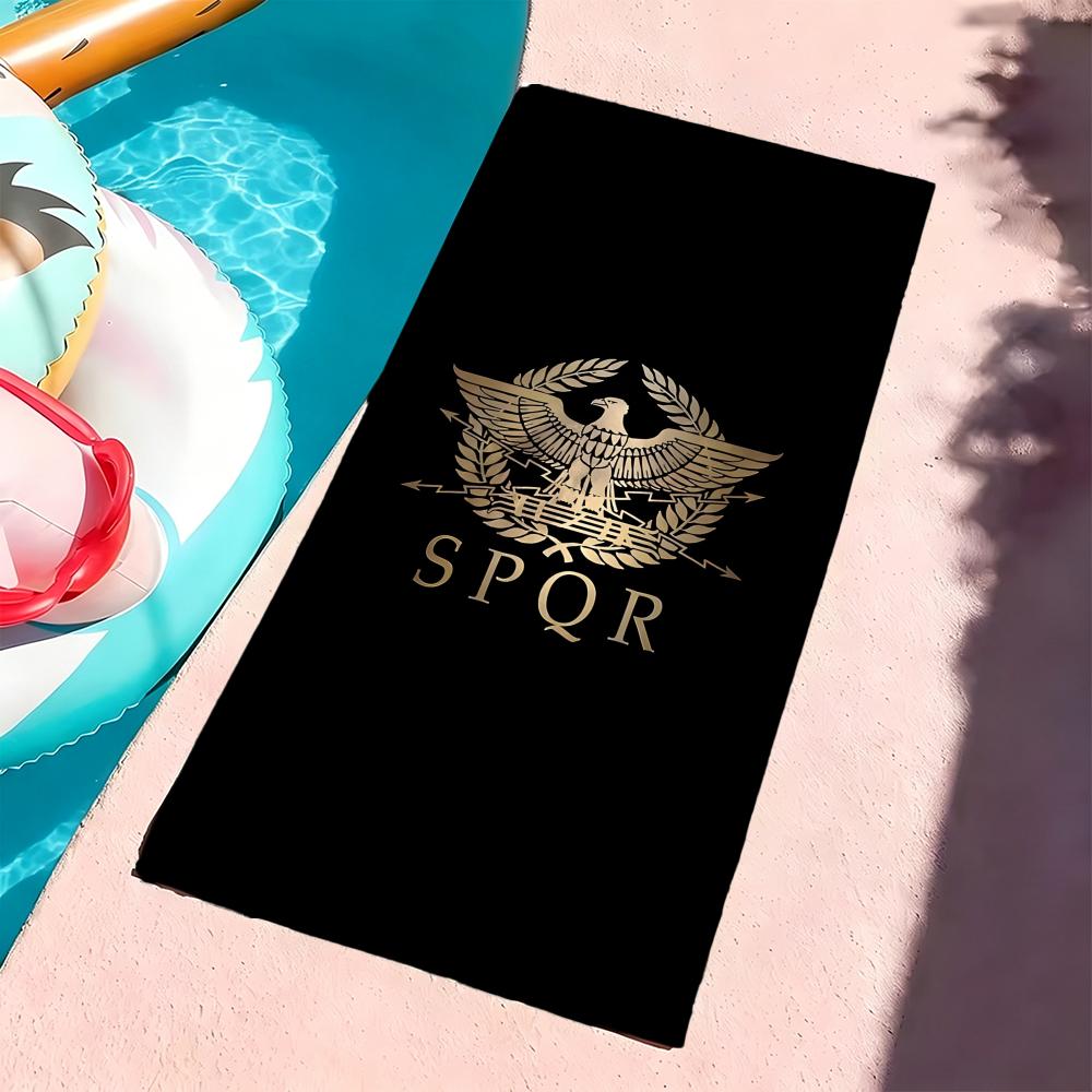 S-Spqr-S Towel Microfiber Beach Towel, Quick-Dry, Sand-Free, Ultra-Fine Fiber, Super Soft.
