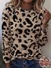 Women Long Sleeve Top Classic Leopard Animal Skin Print Crew Neck Autumn Festival Gift Casual Daily Wear Women's Clothes