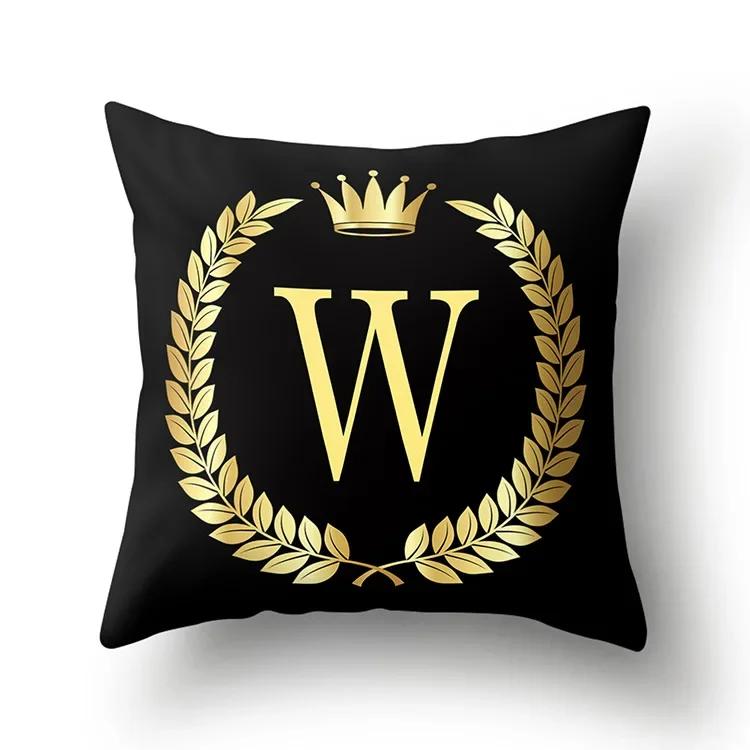 

Black Gold Letter Pattern Decorative Cushions Pillowcase Polyester Cushion Cover Throw Pillow Sofa Decoration Pillowcover 66x66cm