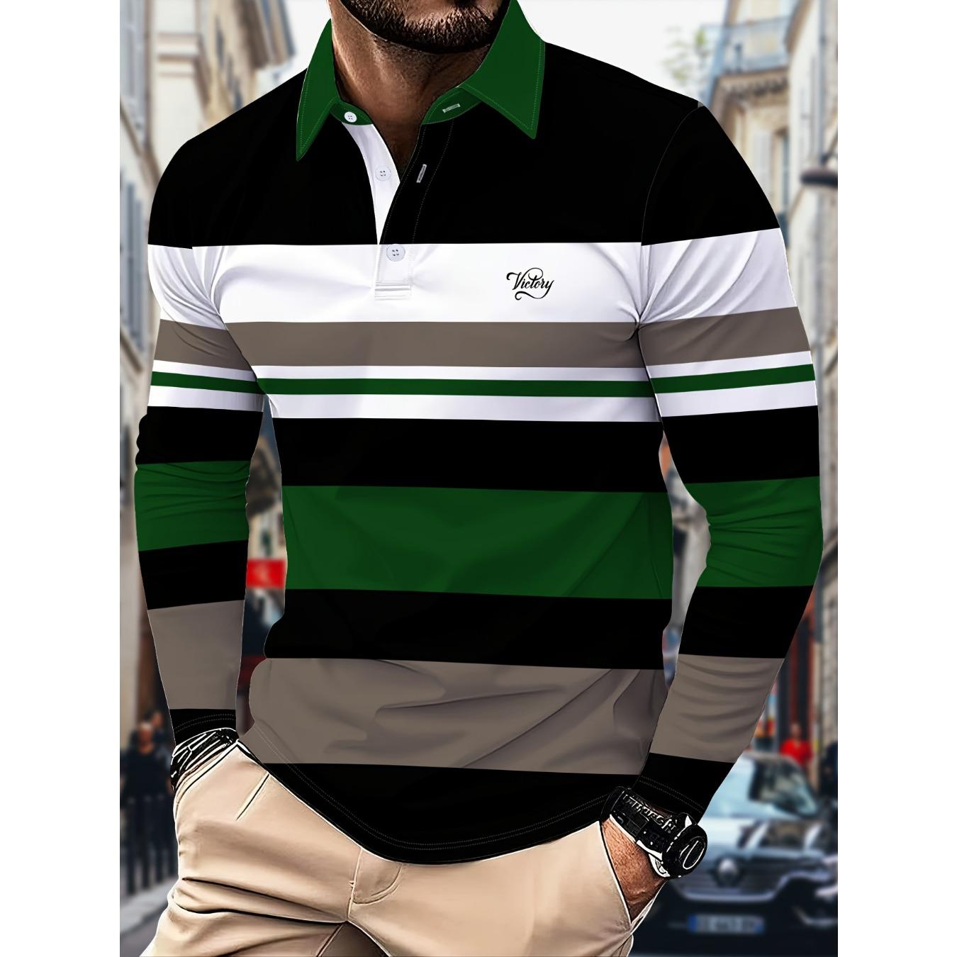 

The new men s POLO shirt for Spring and Autumn 2025 skin-friendly casual and fashionable with striped prints 5XL