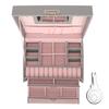 Three Layer Jewelry Storage Box PU Leather Necklace Rings Earrings Holder OrganizerGray