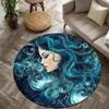 2D Flat 1pc Mystical Galaxy Woman Round Floor Mat, Lightweight NonSlip Machine Washable, Home Decoration, Serene and Dreamy Atmo