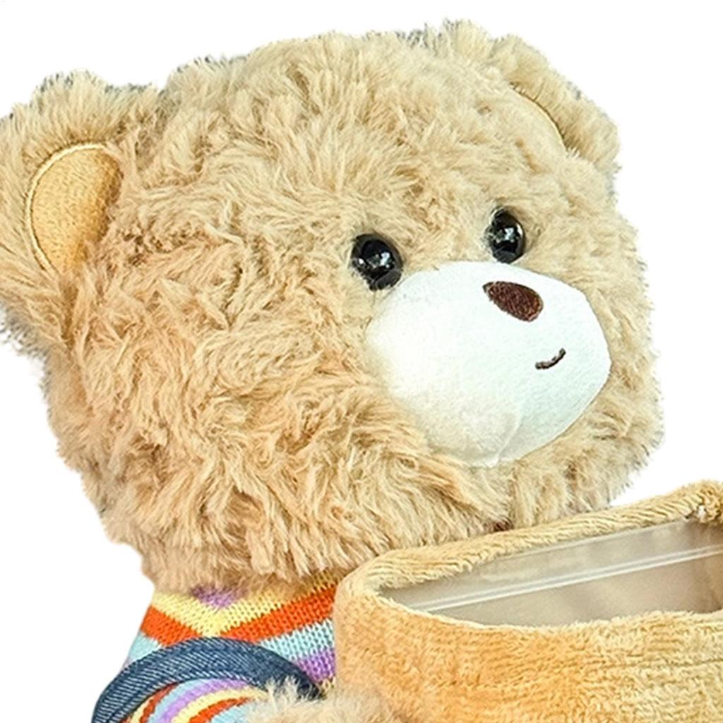 Cute Car Trash Can 2-in-1 Multifunctional Cute Plush Bear Waterproof Auto Storage Truck Trash Can For Home Desk Table Bedside