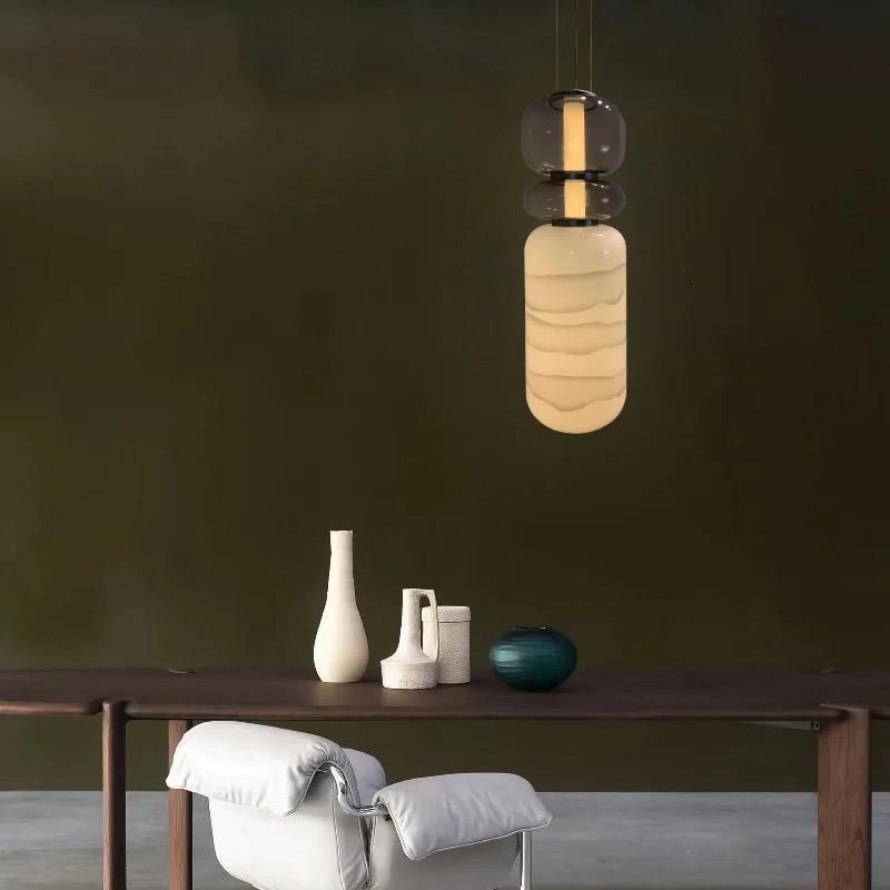 Italy Creative Smoke White Glass LED Chandelier Bedroom Study Hotel Desk Light Living Room Sofa Atmosphere Art Decor Floor Lamp