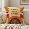 Thankful Festival Turkey Cushion Cover Linen Minimalist Soft  for Sofa Bed Home Room Decor